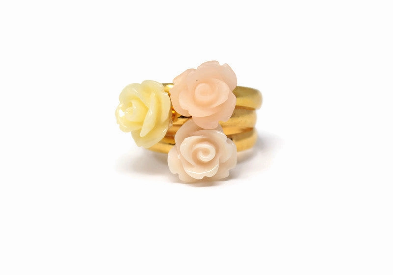 Tiny Petals Stacking Ring ~ Butter Yellow