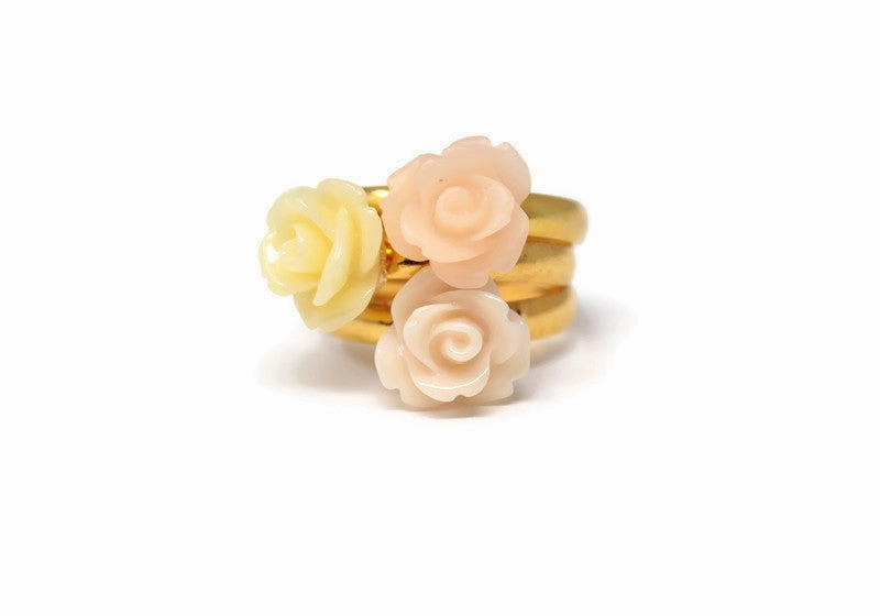 Tiny Petals Stacking Ring ~ Butter Yellow