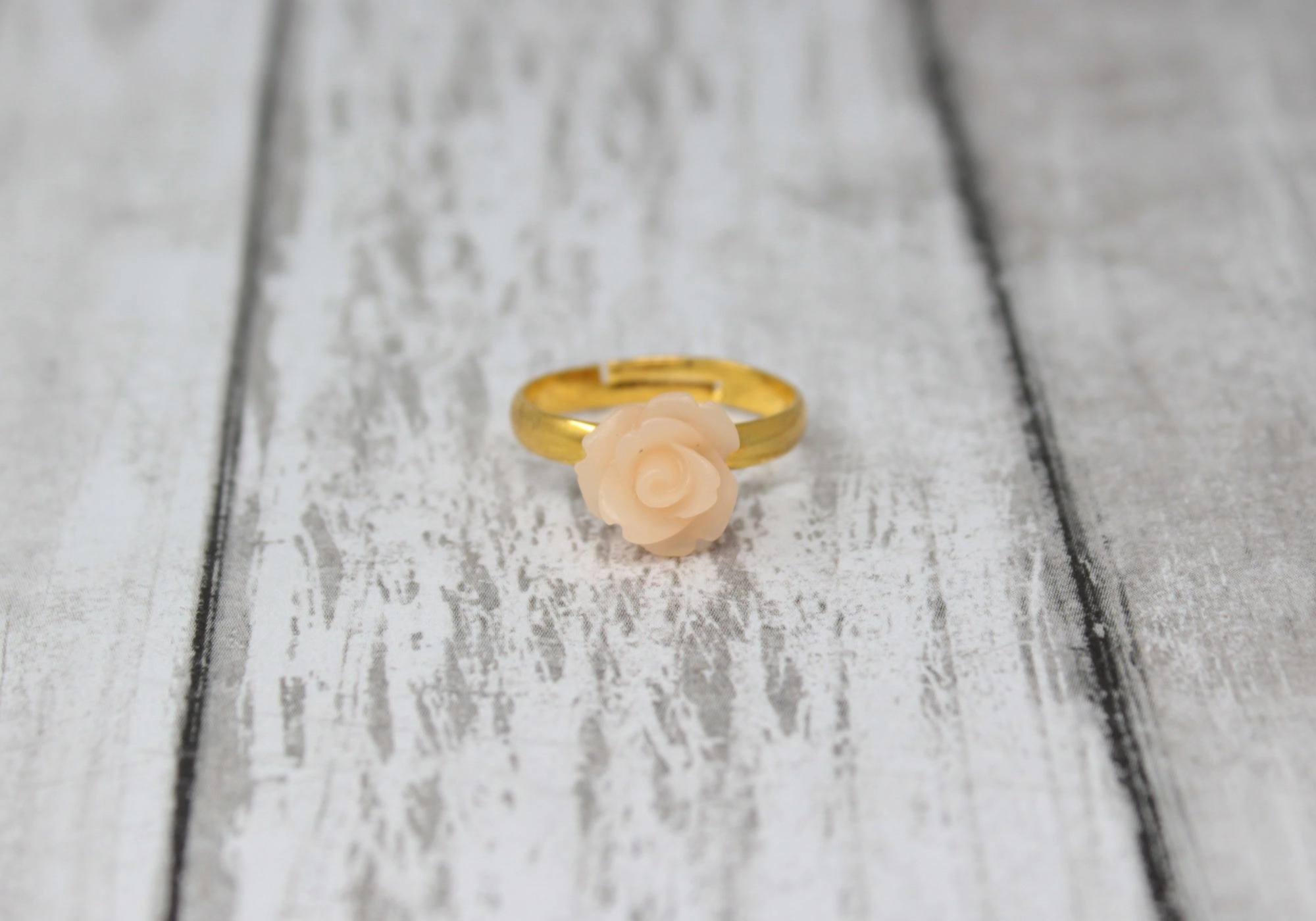 Tiny Petals Stacking Ring ~ Frosted Peach Rose