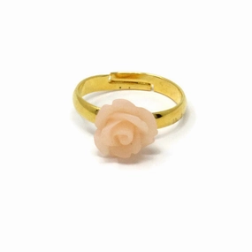 Tiny Petals Stacking Ring ~ Frosted Peach Rose