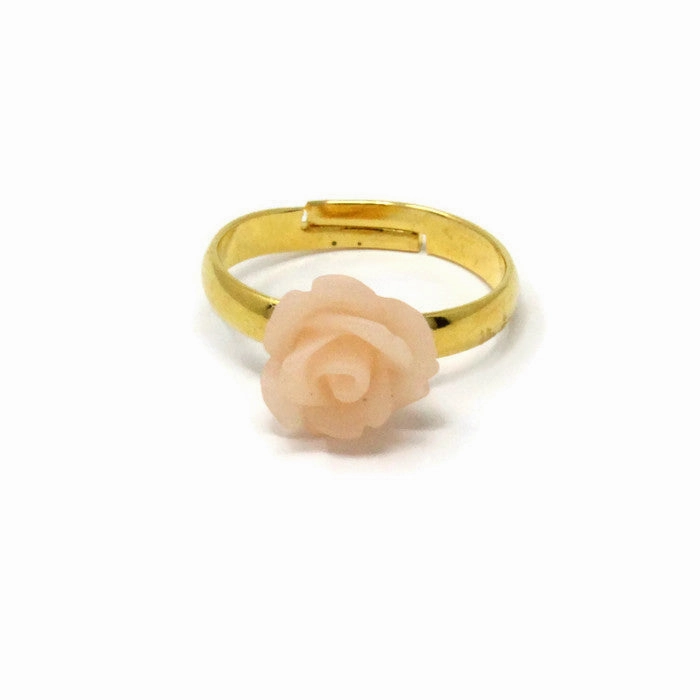 Tiny Petals Stacking Ring ~ Frosted Peach Rose