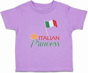 Toddler T-Shirt Flags Italian Princess with National Flag and Prince Crown Crown