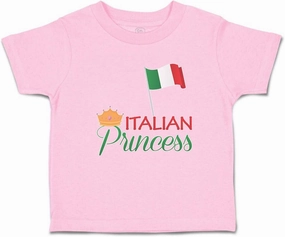 Toddler T-Shirt Flags Italian Princess with National Flag and Prince Crown Crown