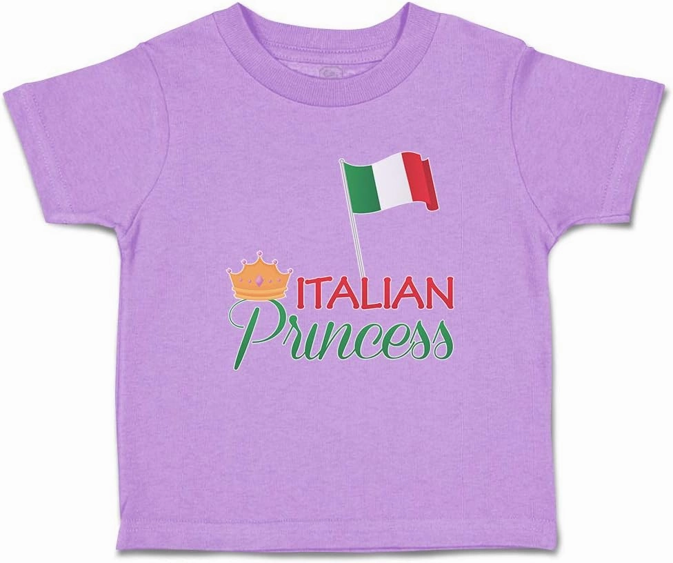 Toddler T-Shirt Flags Italian Princess with National Flag and Prince Crown Crown