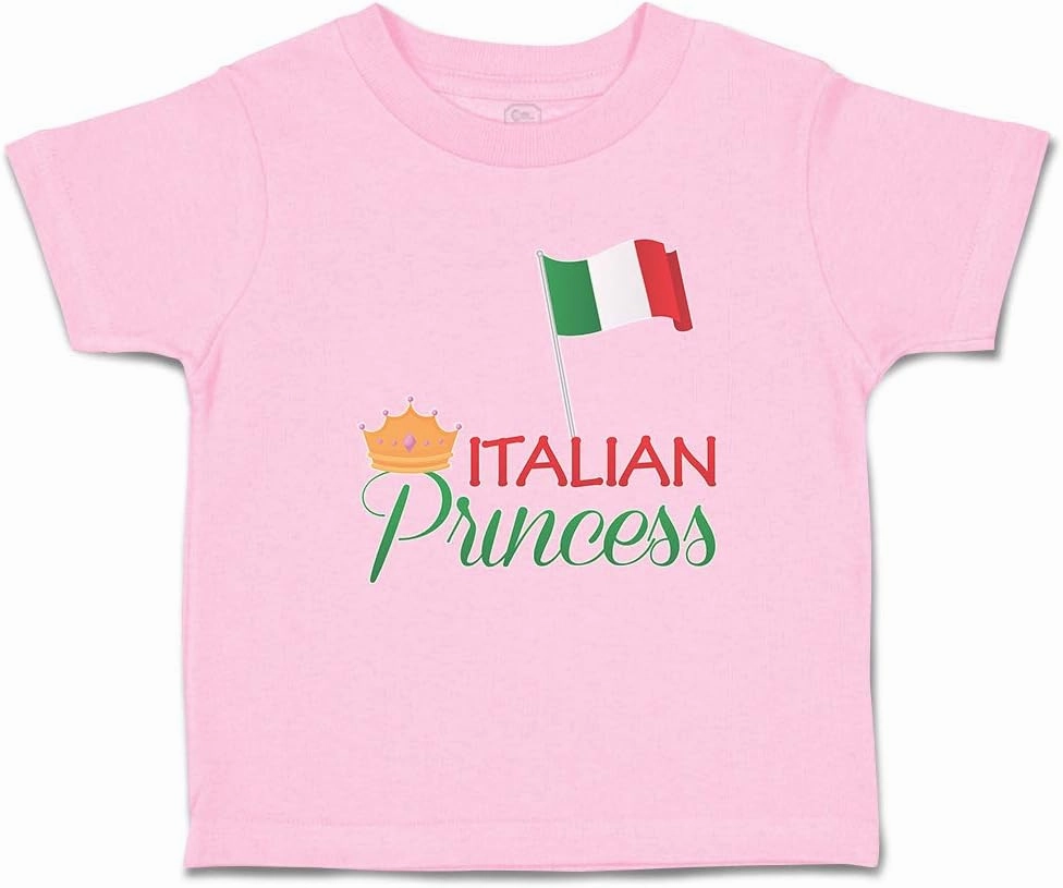 Toddler T-Shirt Flags Italian Princess with National Flag and Prince Crown Crown