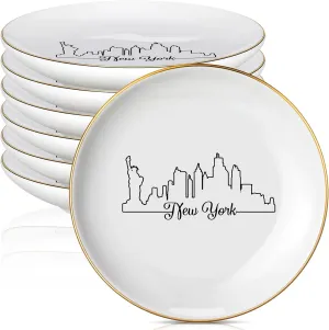 Tondiamo 6 PCS New York City Skyline Jewelry Dish NYC City Trinket Dish Bridesmaid Proposal Jewelry Organizer NYC Travel souvenirs for Earrings Necklaces Bracelet Key Wedding Gifts