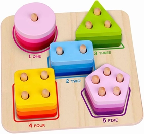 TOOKYLAND Wooden Geometric Shape Sorter - 21pcs Shape and Color Recognition Toy, Ages 2 