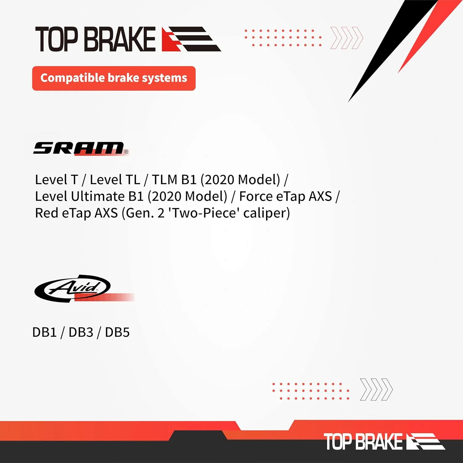 TOP BRAKE Disc Bike Brake Pads for SRAM Level Ultimate/T/TL/TLM B1；Force eTap AXS/Red eTap AXS (Gen. 2) | MTB/eMTB/Gravel/Cross-Country