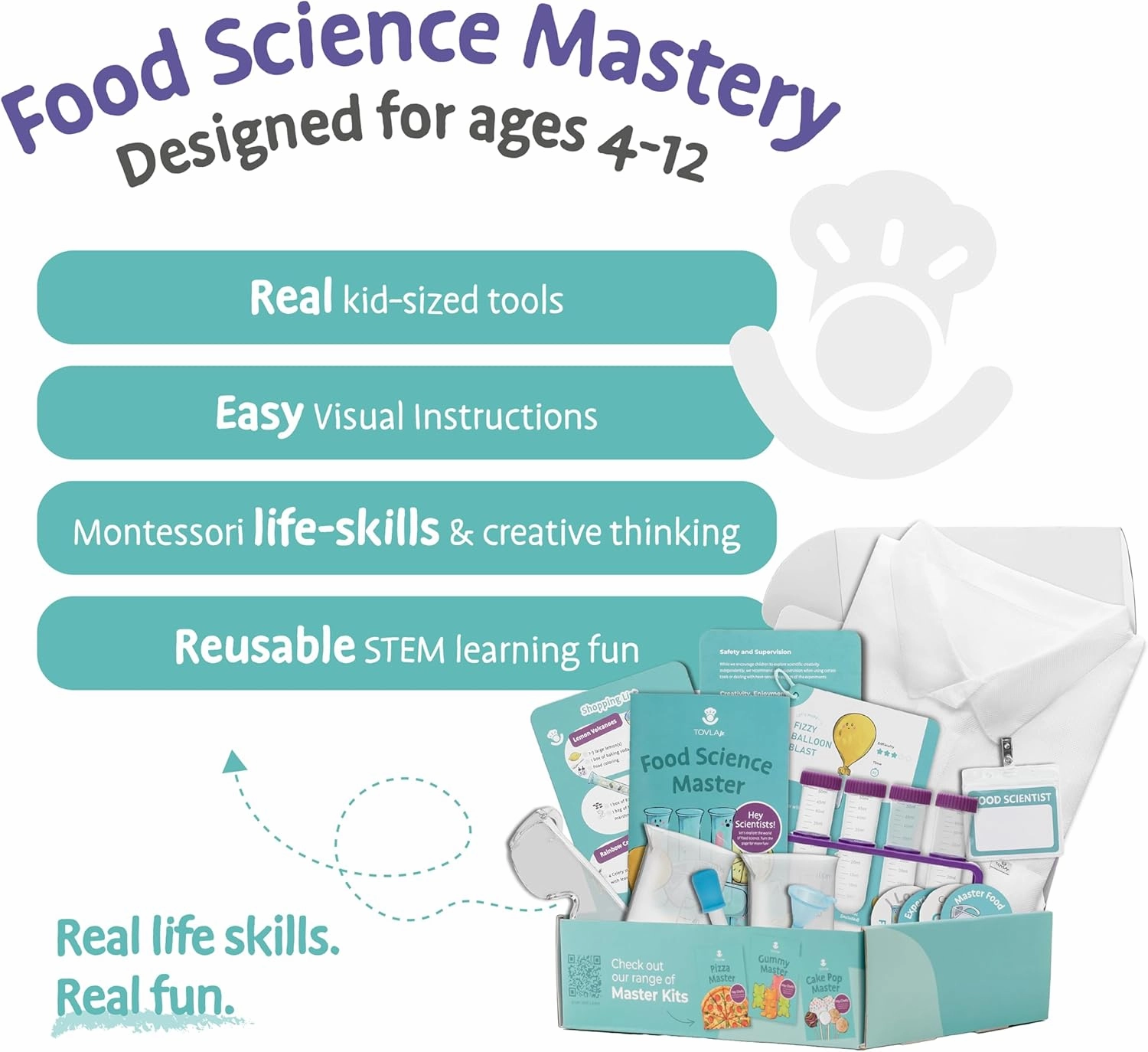 Tovla Jr. Kids Food Science Kit – Real Cooking Tools   Edible Experiments – Montessori-Inspired STEM Activity Set for Ages 4-12