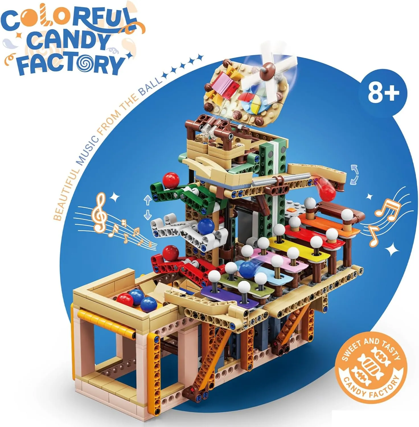 Toy Building Block Sets, Marble Run Ball Track with Xylophone Mechanical Block Kit, Creative DIY Model Kits Steam Toy Hobbies Christmas Birthday Gift for Adult Boys Girls Kids 8-12, 695 PCS