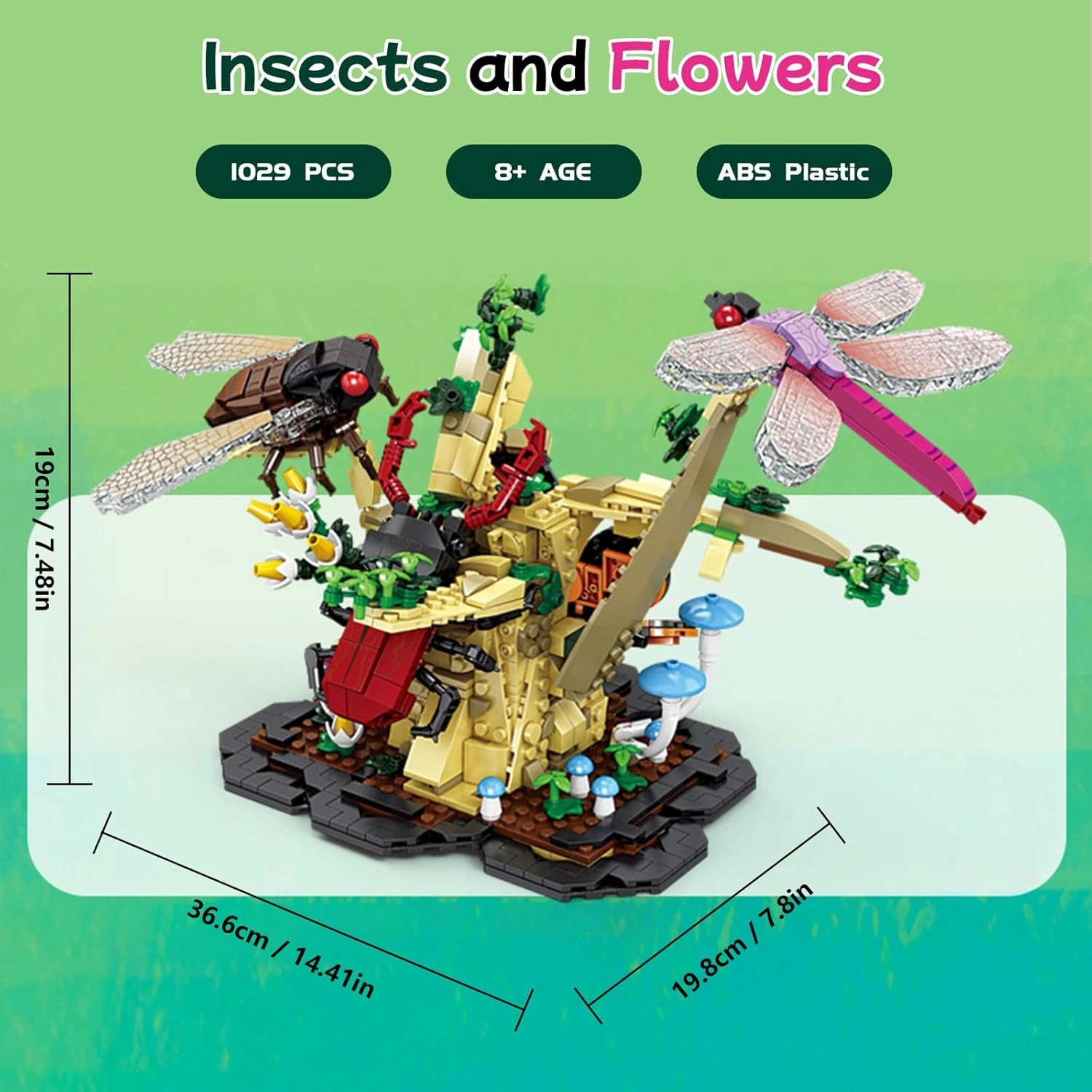 Toy Building Set, The Insect Flowers Collection 6 in 1 Model Kit Bricks Set, Creative Insects Building Block Sets, Hobbies Christmas Birthday Gift for Nature Lovers Adult Kids Boys Girls 8 