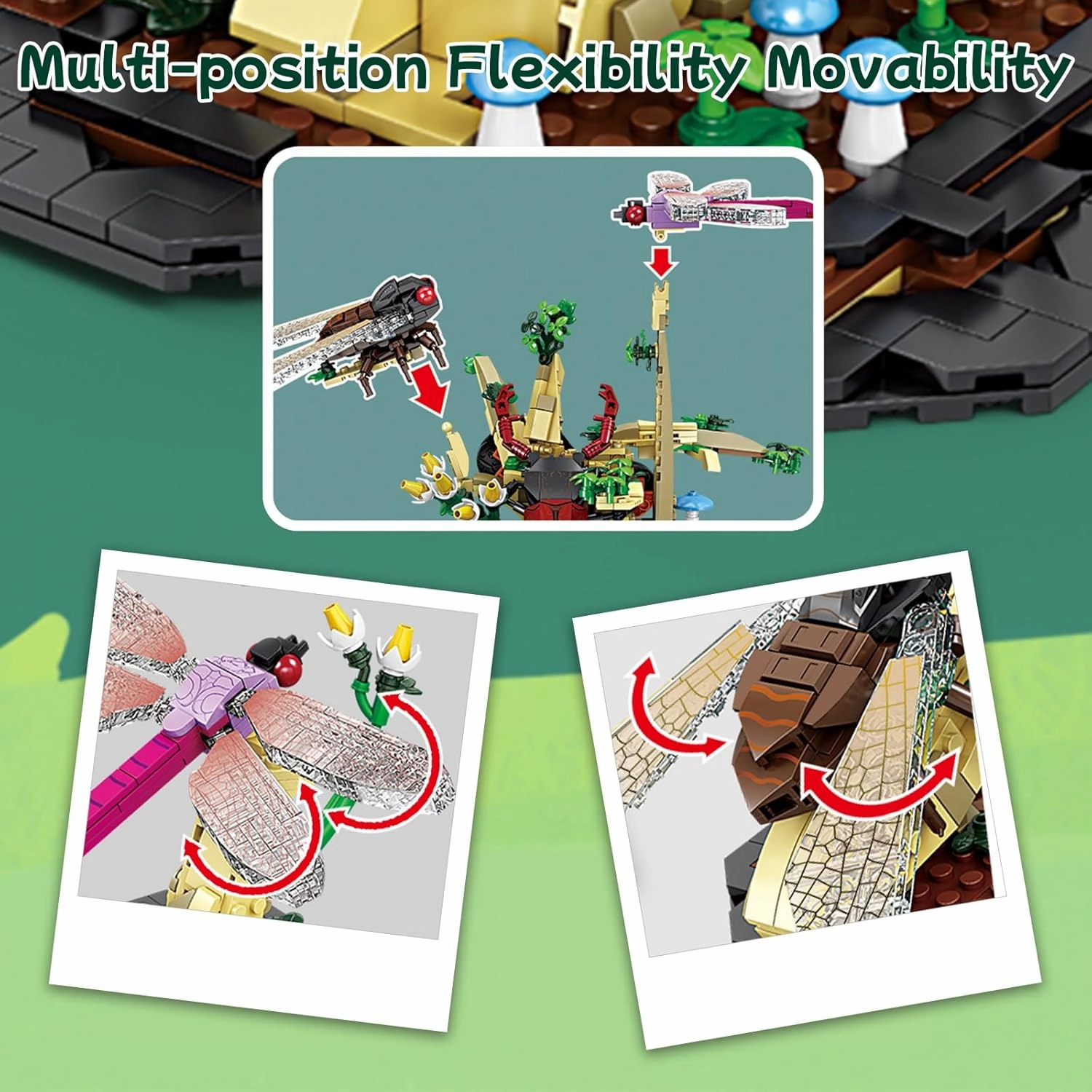 Toy Building Set, The Insect Flowers Collection 6 in 1 Model Kit Bricks Set, Creative Insects Building Block Sets, Hobbies Christmas Birthday Gift for Nature Lovers Adult Kids Boys Girls 8 