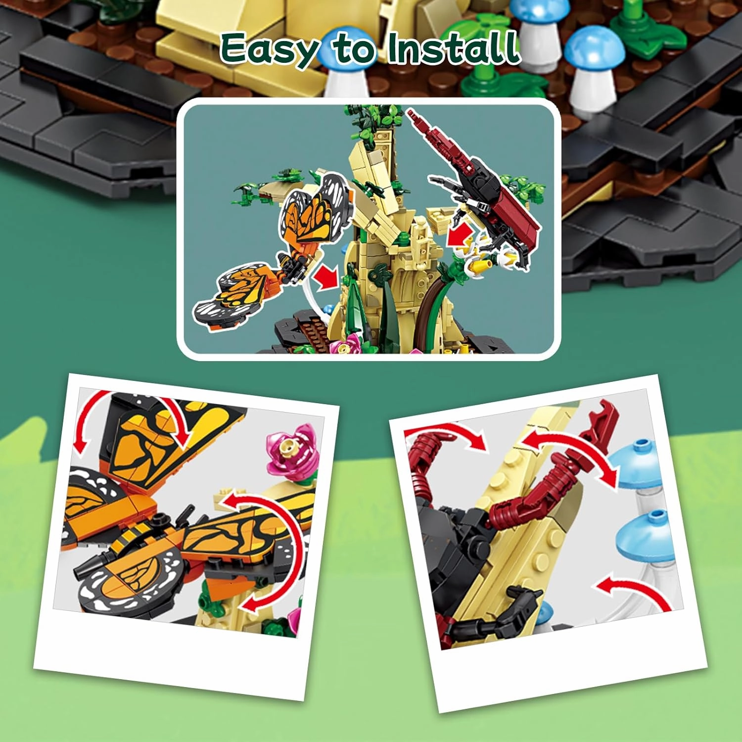 Toy Building Set, The Insect Flowers Collection 6 in 1 Model Kit Bricks Set, Creative Insects Building Block Sets, Hobbies Christmas Birthday Gift for Nature Lovers Adult Kids Boys Girls 8 
