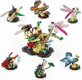 Toy Building Set, The Insect Flowers Collection 6 in 1 Model Kit Bricks Set, Creative Insects Building Block Sets, Hobbies Christmas Birthday Gift for Nature Lovers Adult Kids Boys Girls 8 