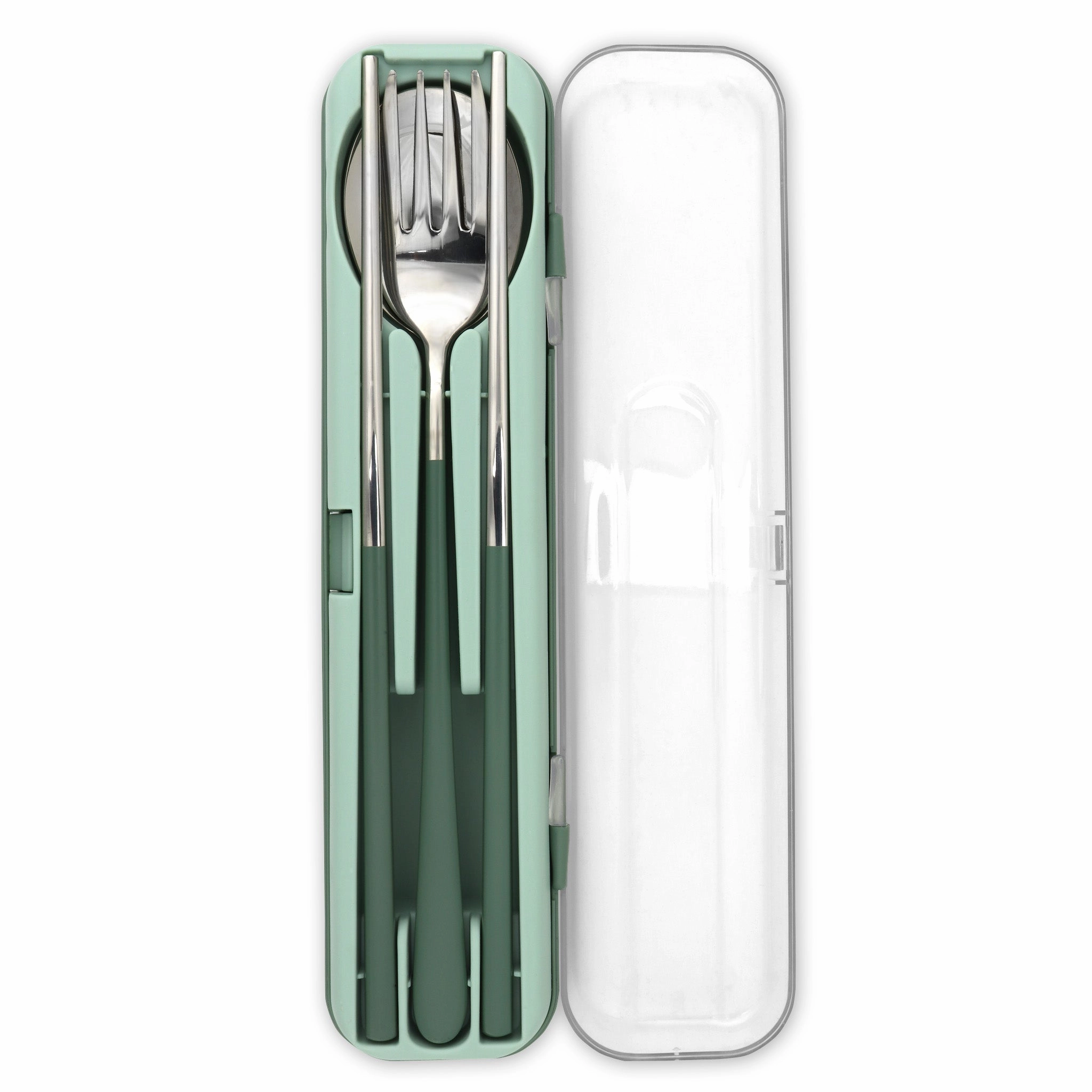 Travel Cutlery Box Set w/ Chopsticks (Green)