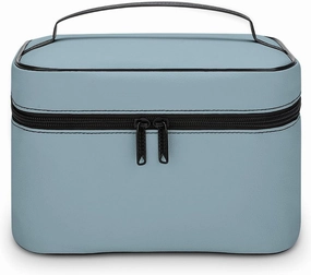 Travel Makeup Bag, Simple Blue Color Cosmetic Bags for Women Large Capacity Waterproof Toiletry Bag Make up Organizer