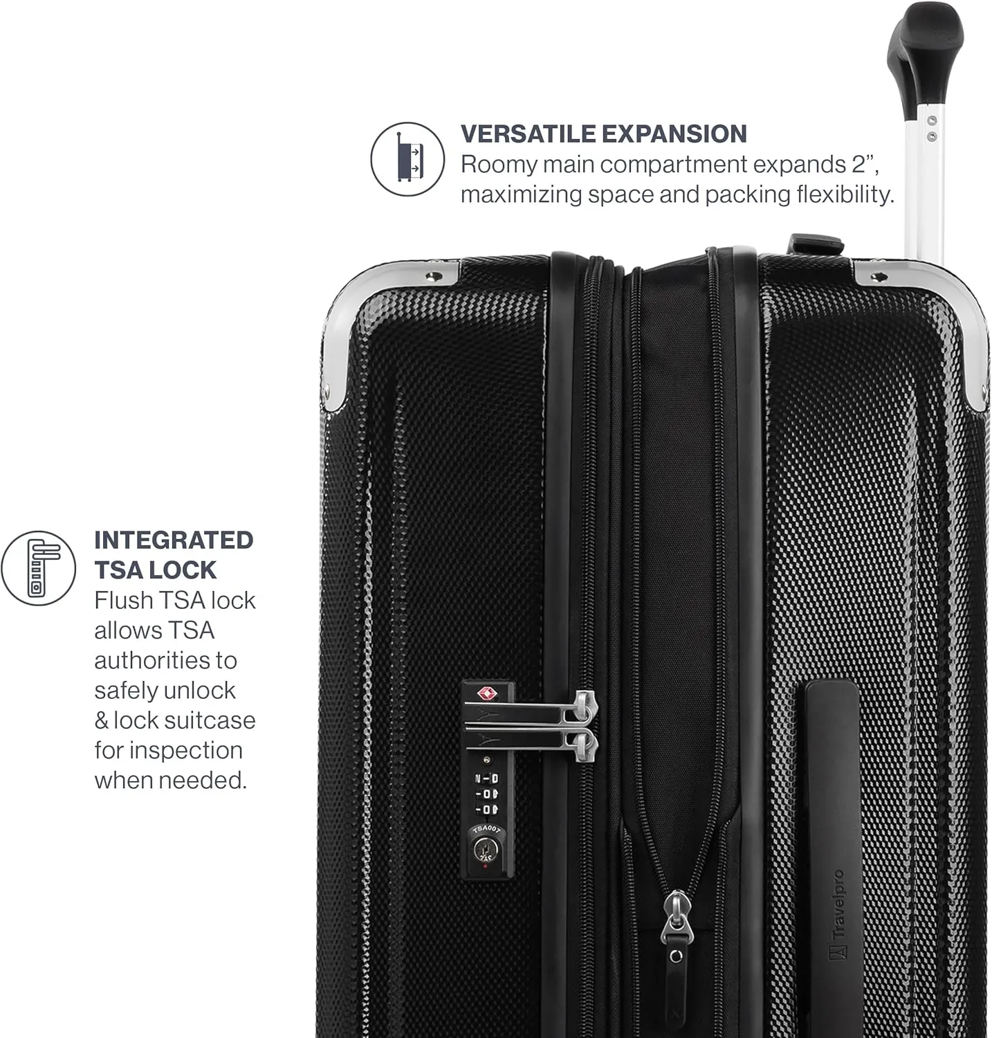 Travelpro Pathways 3 Hardside Expandable Luggage, 8 Spinner Wheels, Lightweight Hard Shell Suitcase, Carry On 21 Inch, Black Knight