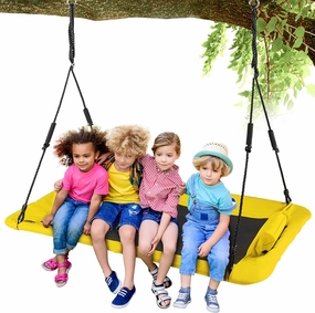 Tree Swing for Kids & Adults, 59 Inch Outdoor Swing Set, 700lb Capacity, Adjustable Ropes, Easy Setup, Yellow