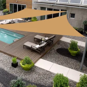 Triangle 32' x 32' x 32' Sand Sun Shade Sail Canopy Awning for Patio Backyard Lawn Garden Outdoor Activities Grade UV Block Mesh Netting, We Can Make Custom Sizes