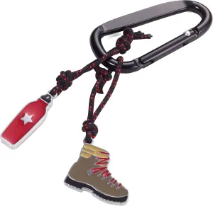 Troika WANDERFREUND - KR19-6/BK - keyring with snap hook - 2 pendants on decorative climbing rope: hiking boot & water bottle - hiking, mountaineering - aluminium original