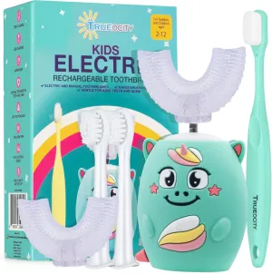 Trueocity Kids U-Shape Electric Toothbrush, Automatic, Turquoise, 2-10 Years, Unisex, Reusable, Musical, Unicorn Theme (Turquoise)