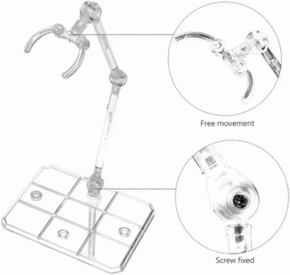 TSY TOOL 18 Pcs of HG144 Action Figure Stand, Display Holder Base, Doll Model Support Stand Compatible with 6" HG RG SD SHF Gundam 1/44 Toy Clear