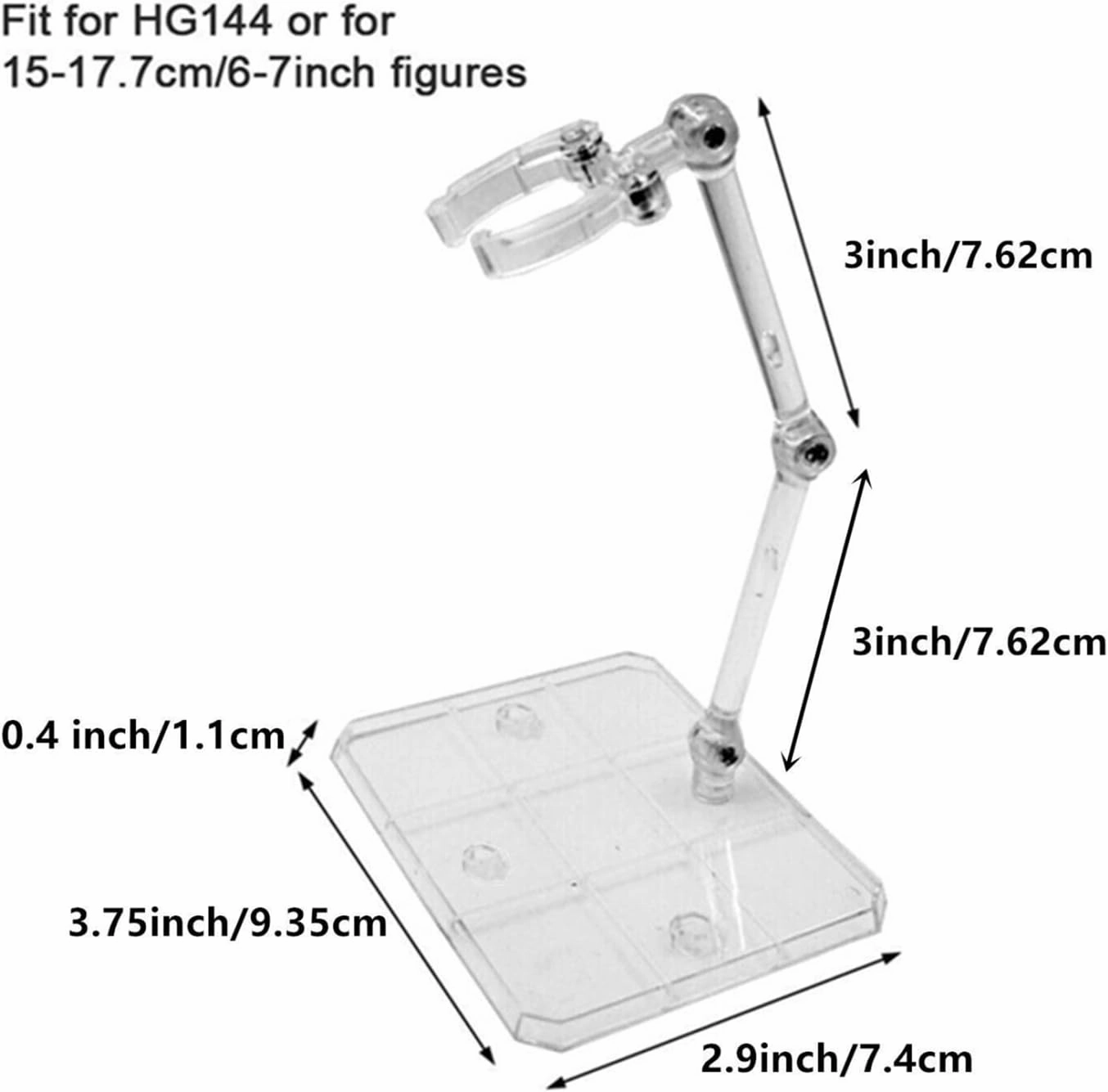 TSY TOOL 18 Pcs of HG144 Action Figure Stand, Display Holder Base, Doll Model Support Stand Compatible with 6" HG RG SD SHF Gundam 1/44 Toy Clear