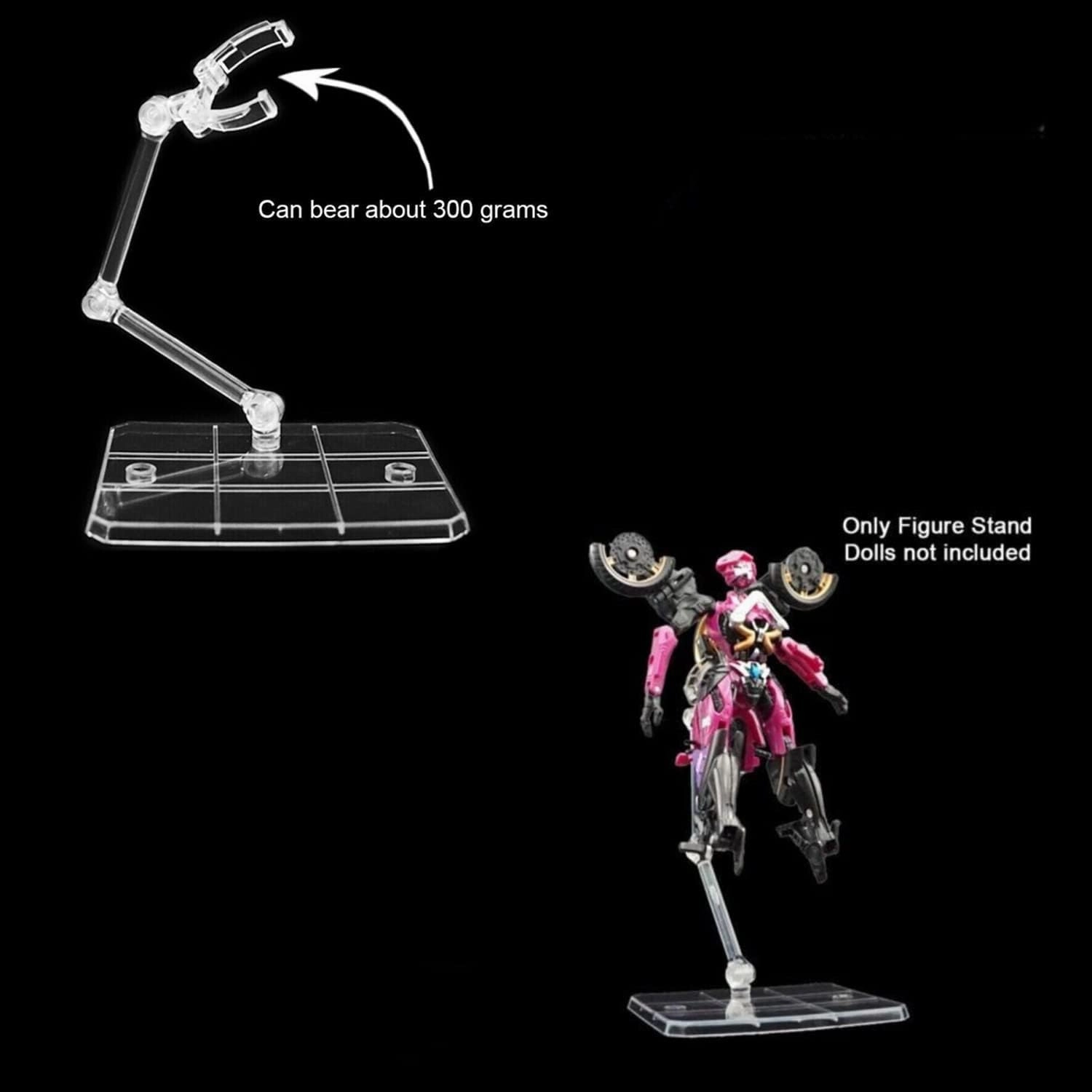 TSY TOOL 18 Pcs of HG144 Action Figure Stand, Display Holder Base, Doll Model Support Stand Compatible with 6" HG RG SD SHF Gundam 1/44 Toy Clear