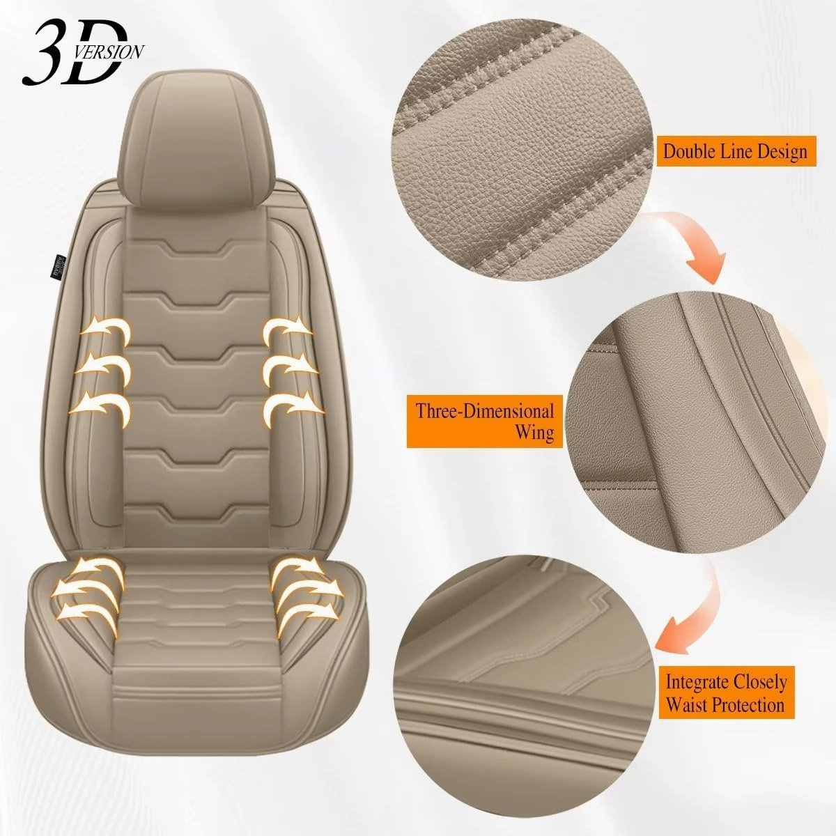 TTX Lighting Seat Covers Fit for Kicks 2018-2023 2024 2025 Seat Covers Full Set Car Seat Covers Faux Leather Breathable Waterproof Car Seat Protector (5 Seats, Beige)