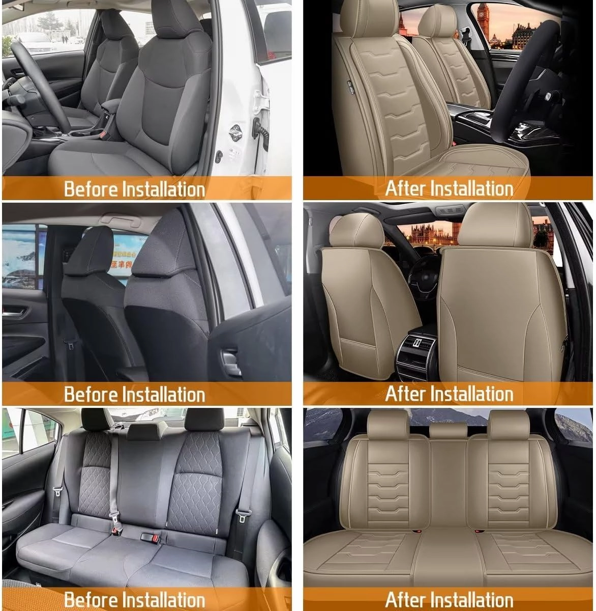 TTX Lighting Seat Covers Fit for Kicks 2018-2023 2024 2025 Seat Covers Full Set Car Seat Covers Faux Leather Breathable Waterproof Car Seat Protector (5 Seats, Beige)