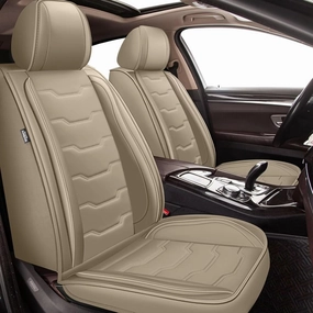 TTX Lighting Seat Covers Fit for Kicks 2018-2023 2024 2025 Seat Covers Full Set Car Seat Covers Faux Leather Breathable Waterproof Car Seat Protector (5 Seats, Beige)