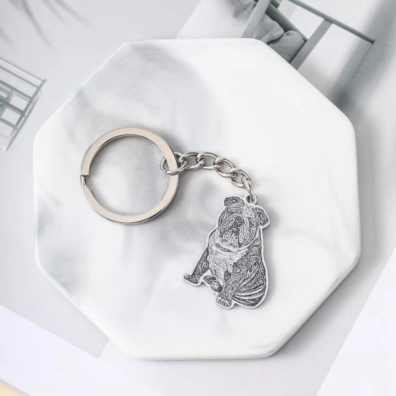 Tuoxiukan Personalized Pet Keychain Custom Keychain with Picture Engraved Dog Animal Jewelry Pendant Gifts for Women