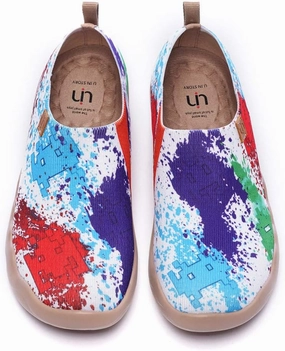 UIN Men's Loafers Lightweight Knitted Sneakers Walking Casual Slip Ons Funny Style Art Painted Travel Shoes Colorful Universe (10)