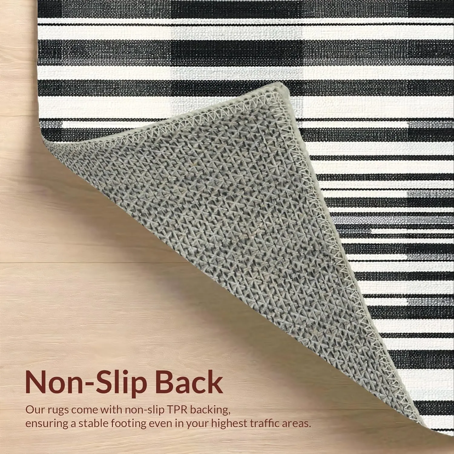 Ultra Soft Area Rug 6x9, Non Slip, Stain Resistant, Washable Area Rugs for Living Room, Bedroom, Classic Striped Harmony Rug Featuring Graphic Bands and Crisp Edge Detailing (Black, 6x9)