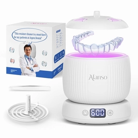 Ultrasonic Retainer Cleaner, 50kHz Retainer Cleaner Machine for Dentures, Aligners, Mouth Guards, Braces, Jewelry, 4 Modes Digital Ultrasonic Cleaners with Removable Base and Top Cover