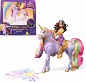Unicorn Academy, Sophia & Light Magic Wildstar with Rainbow Light-up Effects, 2 Riding Accessories, Dolls & Unicorn Toys for Girls Ages 4 and up
