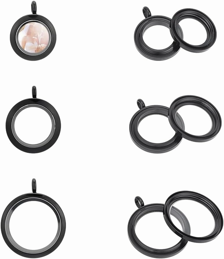 UNICRAFTALE 3 pcs 3 Size Memory Locket Pendants Glass Photo Charms