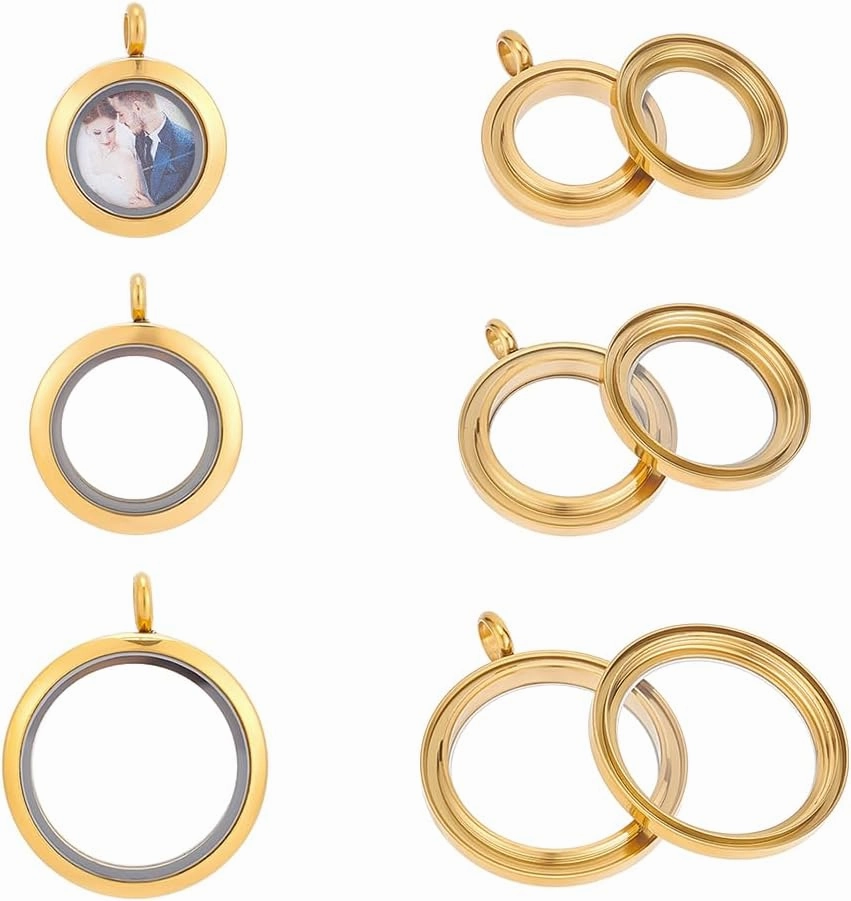 UNICRAFTALE 3 pcs 3 Size Memory Locket Pendants Glass Photo Charms
