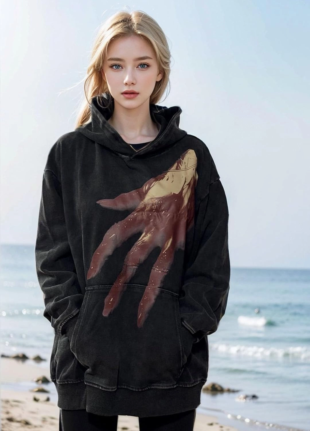 Unisex 3D Blood Hand/Spider Horror Hoodie Dark Streetwear Gothic Punk High Street Fashion Halloween Must-Have
