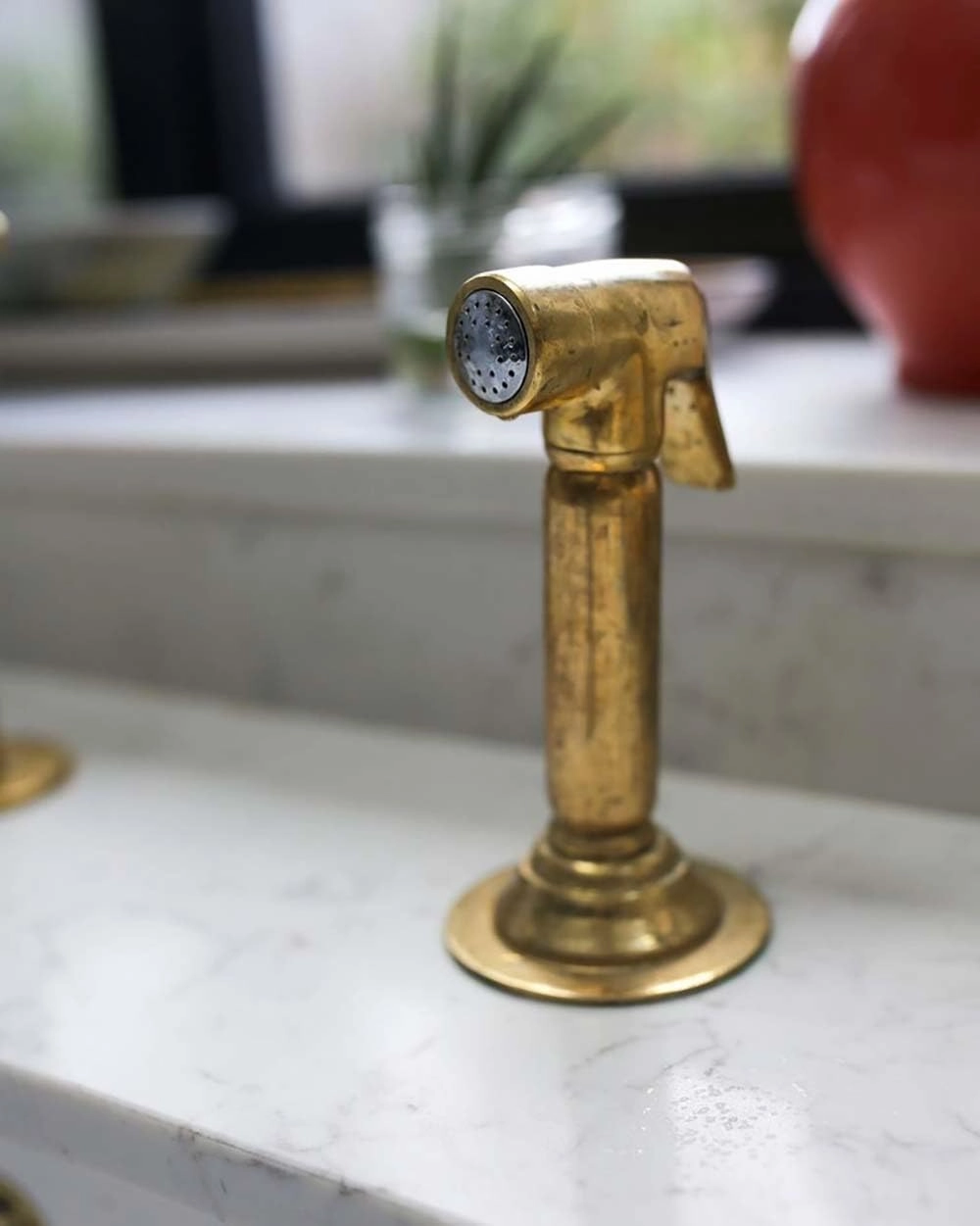 Unlacquered Brass Bridge Faucet, Unlacquered Brass Bridge Faucet with Sprayer (8 inches, With Sprayer)