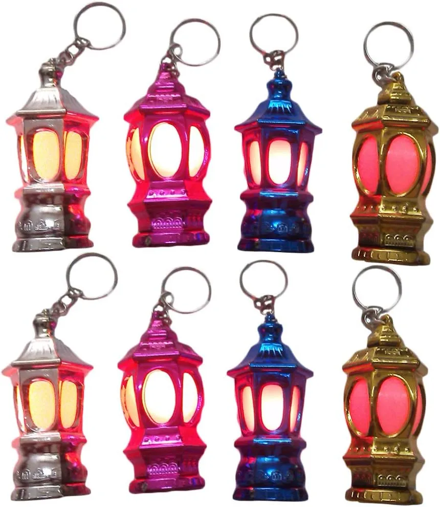 Uonlytech 20pcs Mini Keychain Flashlights LED Pocket Ramadan Lantern Keyring Light Lamp Islam Eid Gift for Bag Handbag Purse (Random Color)