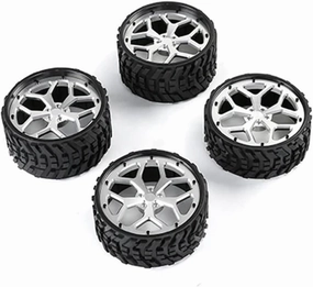 Upgrade Parts Compatible with Hpi for Rovan for Kingmotor for Baja 5b 1/5 Rc Car Racing Alloy Wheel Hub   All-Terrain Tire Adaptor Kit for 1/5 Parts (Color : Silver)