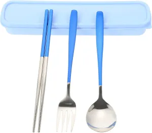 UPKOCH 1set Travel Camping Tableware Set Stainless Steel Cutlery Fork Spoon and Chopsticks Portable Outdoor Dining Kit for Students and Travelers Reusable and Easy to Clean