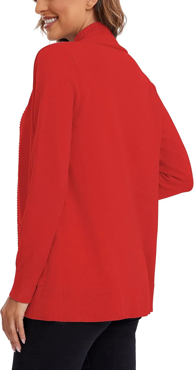 Urban CoCo Women's Lightweight Open Front Knit Cardigan Sweater Long Sleeve with Pocket