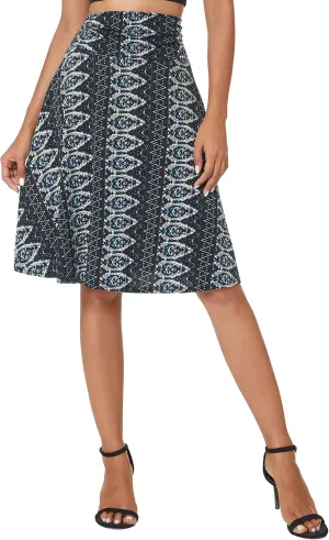 Urban CoCo Women's Ruched High Waist Knee Length Jersey A-Line Stretchy Flared Casual Skirt