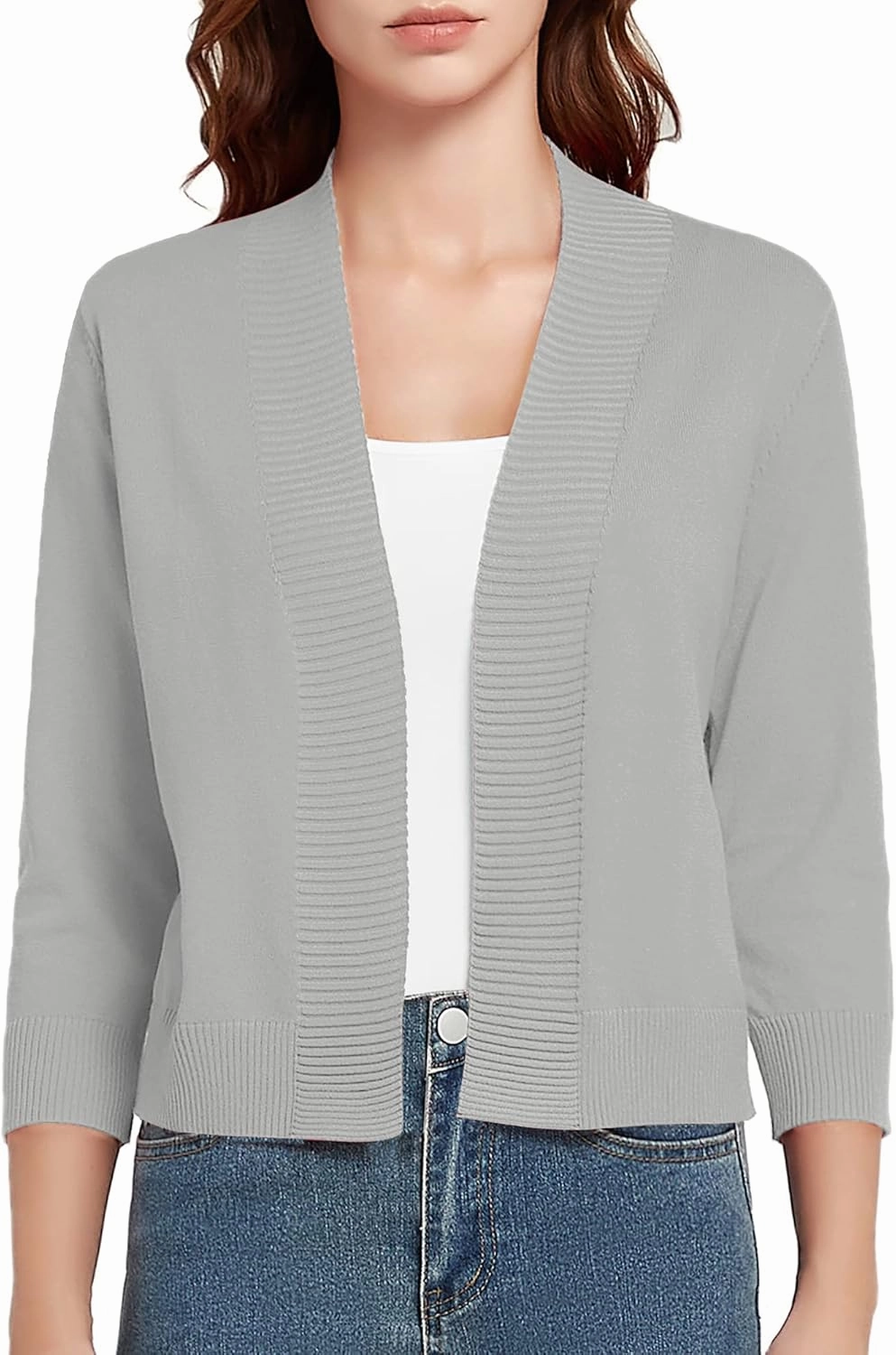 Urban CoCo Women's 3/4 Sleeve Short Cropped Cardigan Sweaters Lightweight Shrug Sweater Jacket for Dresses