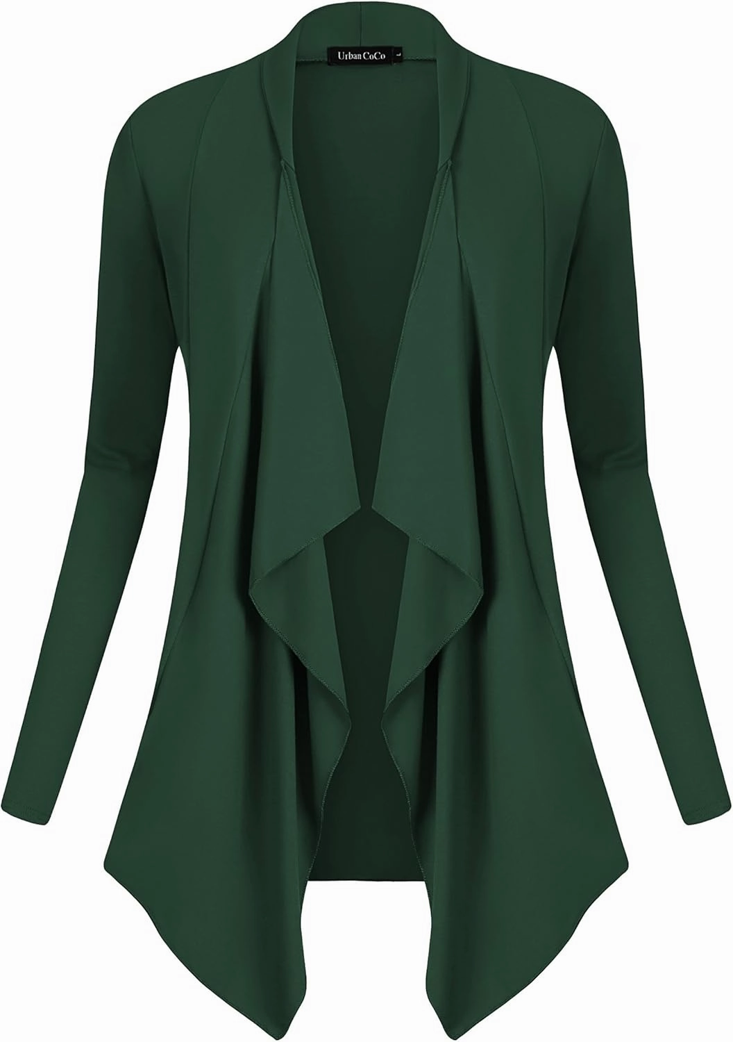 Urban CoCo Women's Drape Front Open Cardigan Long Sleeve Irregular Hem