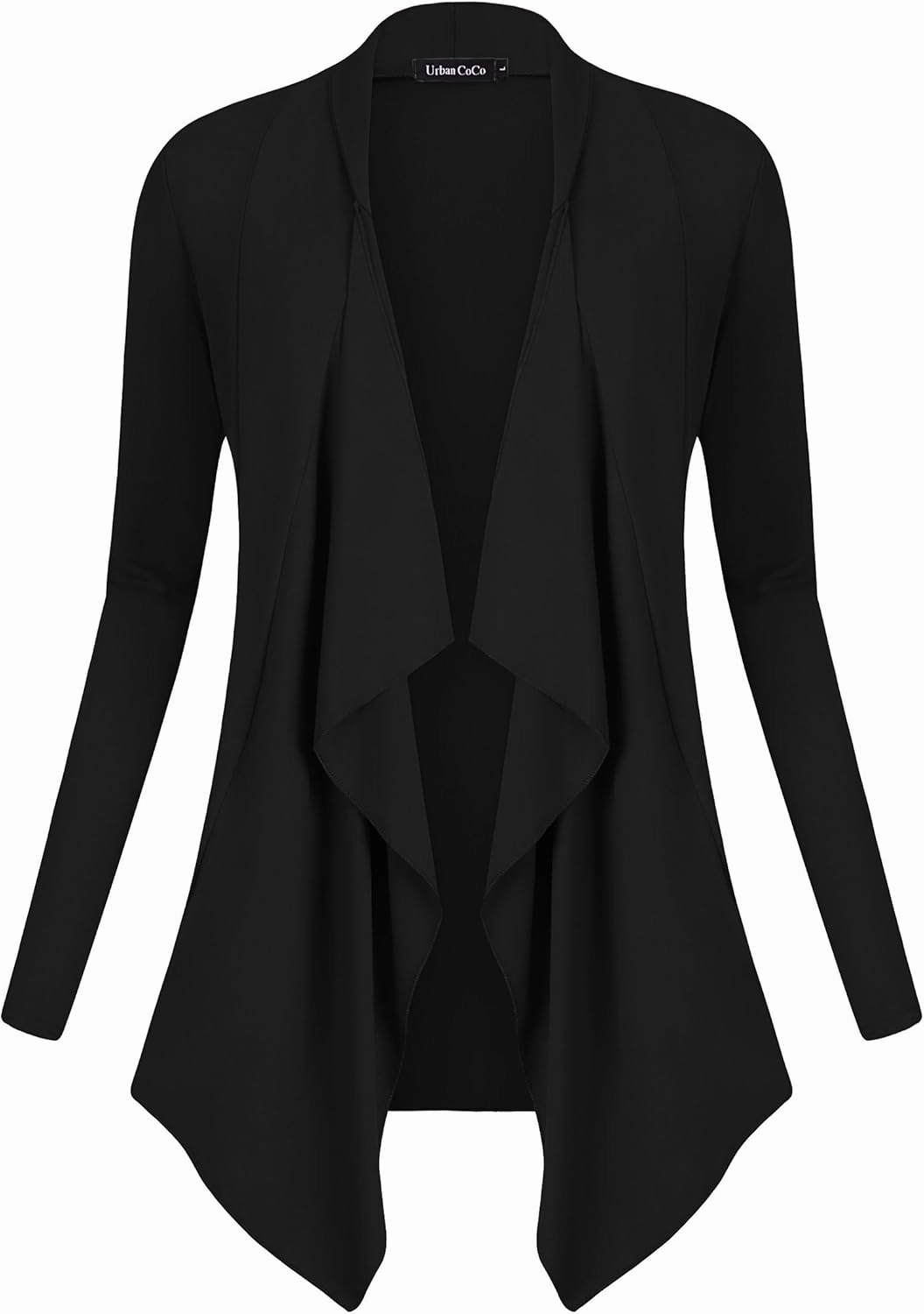 Urban CoCo Women's Drape Front Open Cardigan Long Sleeve Irregular Hem