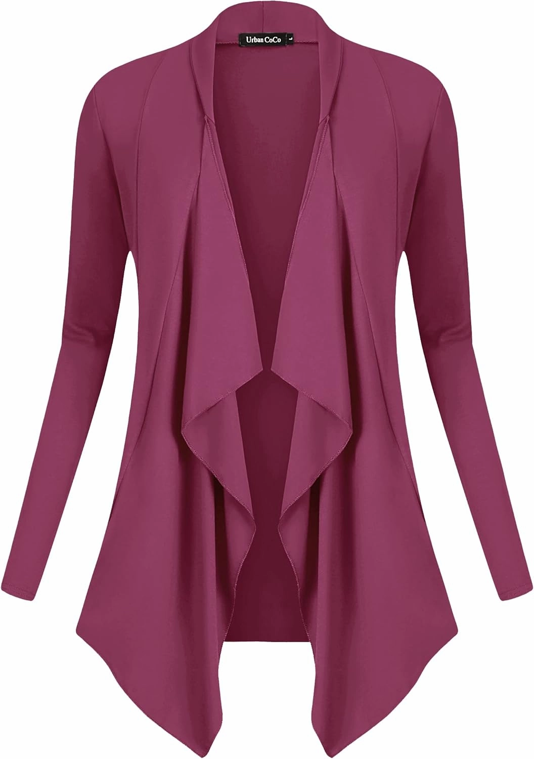 Urban CoCo Women's Drape Front Open Cardigan Long Sleeve Irregular Hem