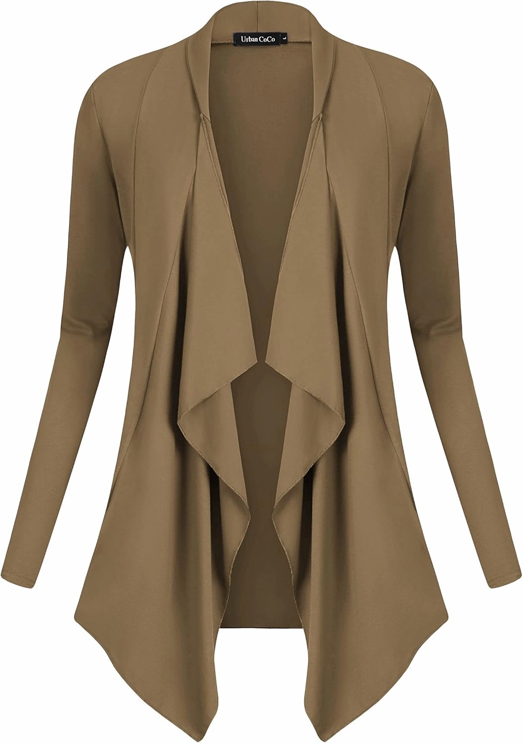 Urban CoCo Women's Drape Front Open Cardigan Long Sleeve Irregular Hem